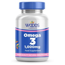 Omega 3 Fish Oil 1000mg (360 Capsules) from Woods Supplements | Rich Source of Two Essential Fatty acids Called EPA and DHA | Sustainably sourced | Providing EPA 180mg DHA 120mg per Capsule