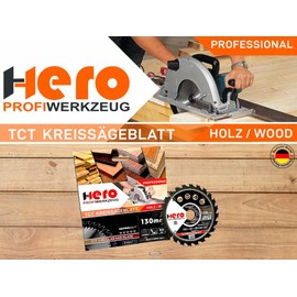 HERO Circular Saw Blade 130 x 20/16 mm 24 Teeth Carbide Saw Blade TCT Replacement Saw Blade for Woodworking Soft & Hardwood, Non-Ferrous Metals Universal Hand Saw, Mitre Saw, Table Saw, Chop Saw