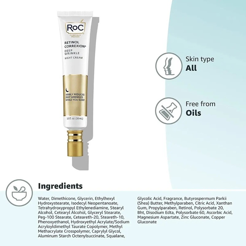 Crema RoC Retinol Correxion para Noche, Anti-Arrugas Profundas, con 30ml