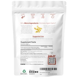 Micro Ingredients Odorless Garlic 7500mg Per Servings, 300 Softgels | 2 Years Aged Garlic Extract, Grown Allium Sativum Bulb | Potent Antioxidant Supplement, Immune Support, and Heart Health