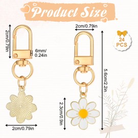 Xelsluthe 24 Pcs Flower Keychain, Daisy Keychain Cute Flower Tassel Keychains for Handbags Purse Accessories Wallet Pendant