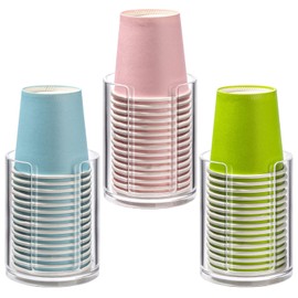 3 Pack Bathroom Cup Dispenser 3 oz Countertop Storage Mouthwash Cups Holder, Plastic Small Disposable Paper Cup Holders for Bathroom Sink Counter