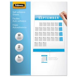 Fellowes Self-Adhesive Laminating Sheet - 9.25amp;quot; Width x 12amp;quot; Length - Type G - Glossy - Self-Adhesive - 50 / Pack - Clear