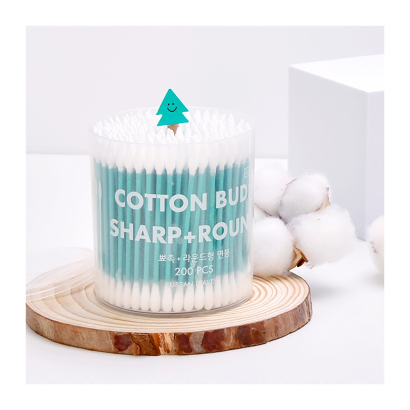 Urban Leaves Beauty Cotton Swabs Round + Pointed, 200 Count,