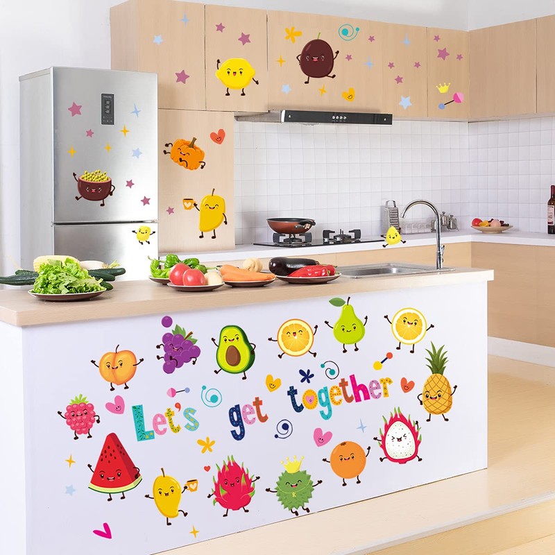 Condessacity Wall Stickers Kids Fruit Party Wall Stickers Cartoon Fruit