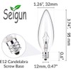 Seigun 60 Watt Clear Candelabra Base (E12) 110V_120V,Flame Shaped Incandescent