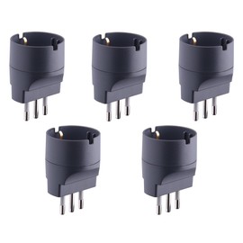Electraline 92292 Set 5 adapters for Small 10 A Schuko Plugs, black, 92294