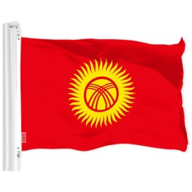 UD_G128 Combo Pack: American USA Flag 3x5 Ft & Kyrgyzstan Flag 3x5 Ft, Both Printed 150D Polyester, Indoor/Outdoor, Brass Gromme