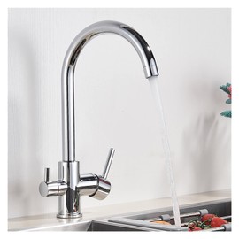 PDOLIGBDN Matte Black Filtered Kitchen Faucet 360 Rotation Water Filter Tap Three Ways Sink Water Filtered Crane for Kitchen (Color : Chrome)
