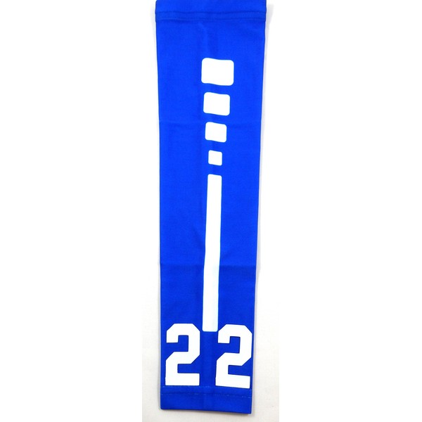 SportsFarm NEW! Custom Number - Moisture Wicking Compression Arm Sleeve (Royal/White, Youth Large)