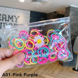 100Pcs Baby Hair Ties for baby girls,Soft Multicolor Elastic Rubber Bands For Thin Hair, Ponytail Holder,Don't Hurt Hair,High Elasticity Toddler Rubber Bands For Kids、Newborn Girls Hair Accessories(A03-Thread Style)