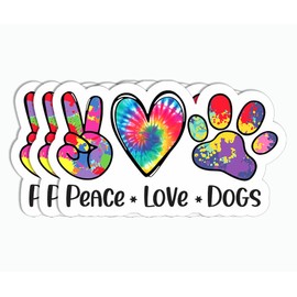 3Pcs - Peace Love Dogs Colorful Sticker - Funny Dog Lovers Sticker - Laptop Tablet Kindle Sticker - Water Bottle Phone Guitar Sticker