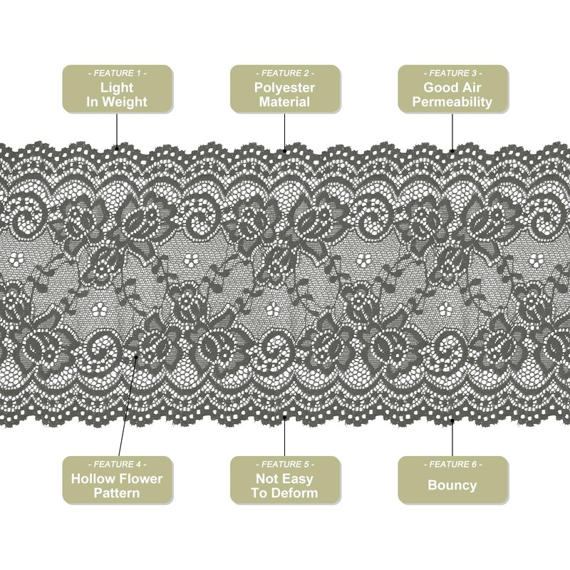 MECCANIXITY 6 Inch Wide 5 Yard Lace Ribbon Floral Pattern
