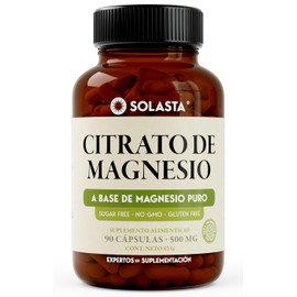 CITRATO DE MAGNESIO  Solasta  Cpsulas de 500mg de Fcil Absorcin  Ingredientes Naturales de Alta Calidad  90 Cpsulas                                   