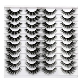 Pooplunch Pestañas Postizas, 20 Pares, Volumen Esponjoso, 18 Mm, Efecto Ojo De Gato, Extensiones De Tira Completa, Tenues, Largas, Cruzadas, Dramáticas, De Visón Sintético, Paquete Al Por Mayor.