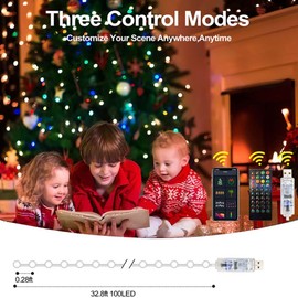 FOEERS Color Changing Globe String Lights,33FT Smart Fairy String Lights with Remote&APP Control,Hanging Twinkle Lights for Bedroom,Christmas,Parties,Wedding,Valentine's Decorations