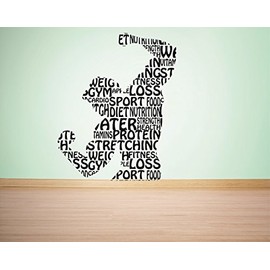 Wall Decal Fitness Sports Loss Protein Stretching Diet Nutrition Food Health Workout Exercise Gym Cardio Size 12 Inches X 18 Inches - 22 Colors Available