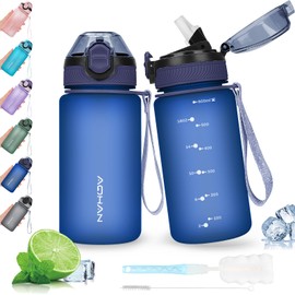 AOHAN Drinking Bottle 600 ml with Leak-proof Flip Lid, BPA-Free Sports Water Bottle with Straw, Water Bottle, Dishwasher Safe Water Bottle, Non-Toxic Water Jug with Carry Strap