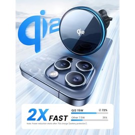 Lamicall Cargador para Auto Inalámbrico - [Qi2 15W Carga Rápida] 360°Ajustable para mag Safe Charger, Iman Celular Auto Coche Ventilador o Tablero, pa