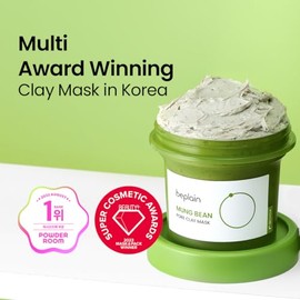 beplain Mung Bean Pore Clay mask (4.05 fl oz, 120ml) | Wash off for Blackhead & Whitehead care | Cleanse and visibly tighten pores | Collab with Youtu
