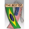 Rear view mirror car flags Brazil and USA Brazilian unity