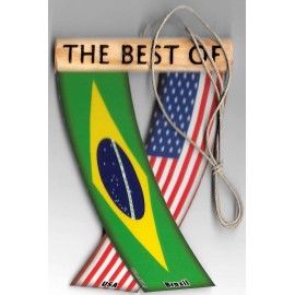 Rear view mirror car flags Brazil and USA Brazilian unity flagz for inside car
