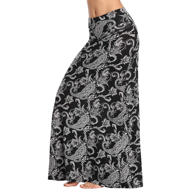 Urban CoCo Women's Stylish Spandex Comfy Fold-Over Flare Long Maxi