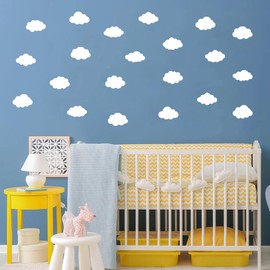 Removable Cloud Wall Decals – 52-Piece Set of 3.5 Inch Vinyl Stickers for Nursery, Toddler Room & Playroom (White)