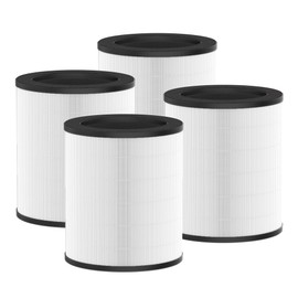 4 Pack KJ80 Replacement Filter Compatible with Druiap KJ80 Air Purifier AF3080, 3-in-1 Filtration System H13 True HEPA, Activated Carbon and Pre-filter 360° Rotating (Not for KJ150&Happi KJ80)