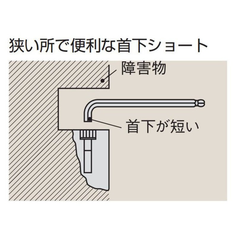 TONE BSB-03S Short Ball Point L-Shaped Wrench Under The Neck