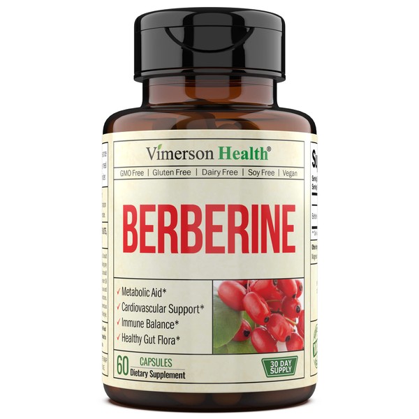 Vimerson Health Berberine Supplement - Berberine 1200mg Per Serving - Supports Immune System, Cardiovascular & Gastrointestinal Function, Metabolic Aid, Glucose Metabolism - 60 Capsules