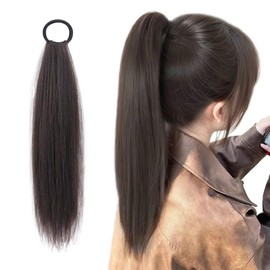 Ponytail Wig, Natural, Stylish, Hair Extension, Long, Straight, 17.7 inches (45 cm), Long Wig, One Touch Extension, Partial Wig, Easy to Wear, Increase Your Hair