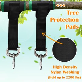Tree Swing Hanging Kit, 3ft Swing Straps with Safer Carabiners, 360 Degree Swivel and Tree Protection Pads, Swing Set Accessories, Easy Installation