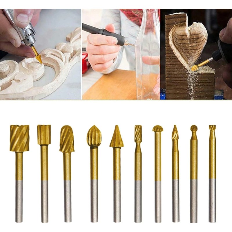 HSS 20PC Router Bit Set HSS & Carbide Engraving, 1/8\