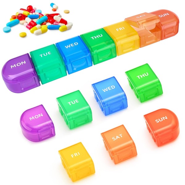 2 Packs Weekly Pill Organizers - Separable Medicine Organizers, 7