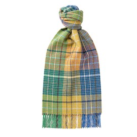 Glen Isla 100% Lambswool Classic Tweed Natural Green Yellow Emerald - Made In Scotland