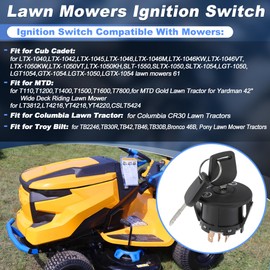 INFINAUTO 7-Terminals Ignition Switch with Key for Cub Cadet XT1-LT46 XT2-LX42, for Troy Bilt TB30R TB46, for MTD for Craftsman T1000 T1200 T1400 Riding Mower No.92506119c/72504227/72504230