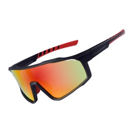 OKH Polarised Cycling Sunglasses for Men and Women Outdoor Sports UV400 Driving Fishing Mountain Bike Glasses (Black Frame Red Film Lens)