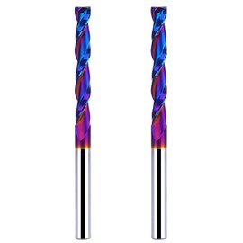 2PCS 1/4 Upcut Spiral Router Bit 1/4 Inch Shank 2 inch Cutting Length with Extra Long Life Coating CNC Router Bits End Mill for Wood Cutting, Slot Mortise, Engraving