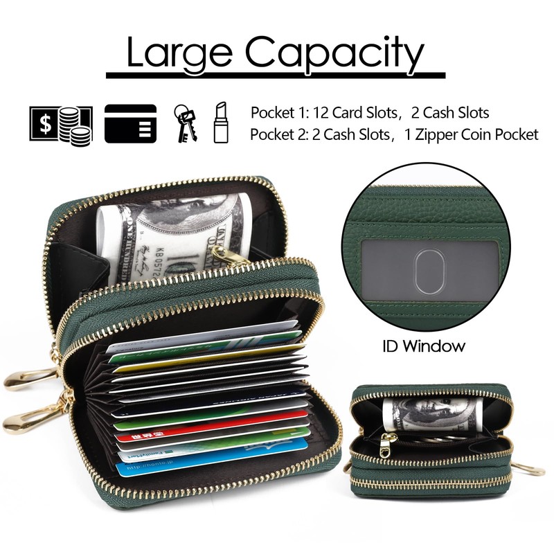 imeetu RFID Credit Card Holder, Small Leather Zipper Card Case