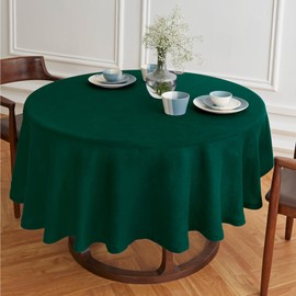 Solino Home Linen Round Tablecloth 60 Inch Diameter - 100% Pure Linen Prewashed Sonoma Green Table Cloth - Machine Washable Tablecloth for Wedding, Parties