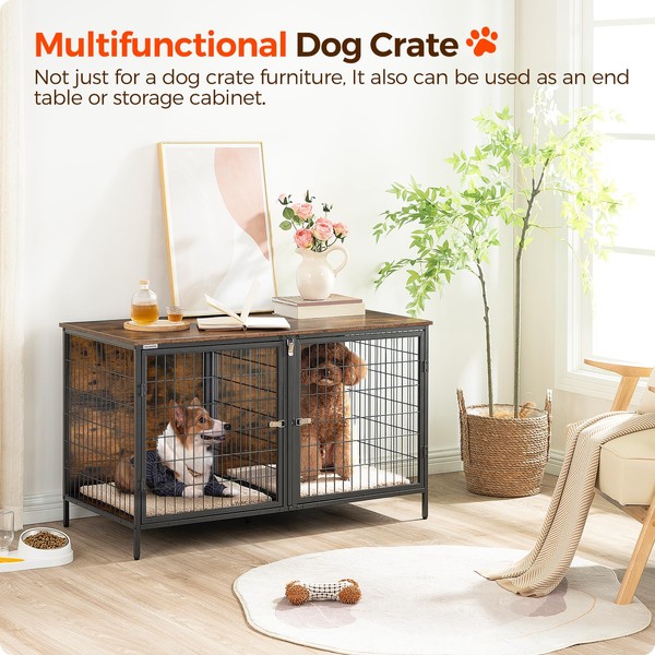 MAHANCRIS MAHANCRIS Dog Crate Furniture for 2 Dogs, 43.3" Dog