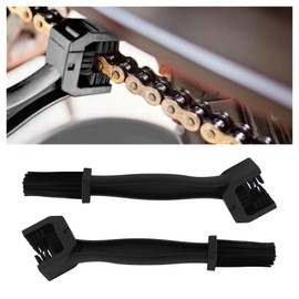 2PCS Motorcycle Chain Brush,Double-Ended Motorcycle Chain Cleaner with Three-Sided and Long Bristles,Universal Motorcycle Chain Cleaning Kit for Motorcycle Bicycle Mountain Bike (Black/2PCS)