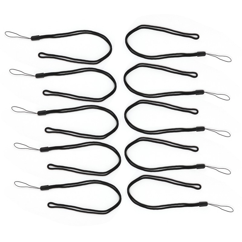 10pcs Neck Lanyard Black Polyester Badge Holder for Students Staff