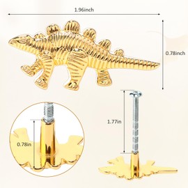 ArtisanWonders 8 Pack Metal Dinosaur Knobs for Kids Furniture - Stego Style Gold Finish Drawer Pulls & Cabinet Handles, Scratch-Resistant (Stegosaurus)