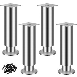 LRHAFET Furniture Feet, Height Adjustable, Furniture Legs, Metal Stainless Steel, Furniture Feet, Adjustable, Furniture Legs for Cabinet, TV Cabinet, Bed, Sofa, Bedside, Chair (15 cm)