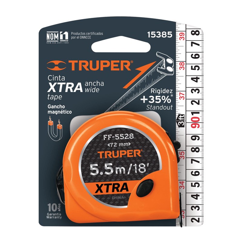 Truper Expert FF-5528, Flexómetro XTRA de 5.5 m, cinta 28
