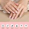 24Pcs Nude Pink Shimmer Press on Nails, Short Square Glossy