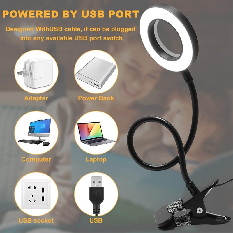 5X Magnifying Glass with Light, 3 Color Modes LED Desk