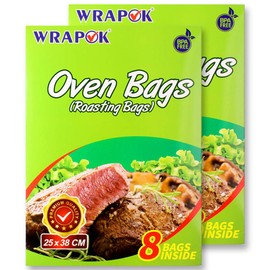 WRAPOK Oven Cooking Turkey Bags Small Size Ribs Baking Roasting Bags No Mess For Chicken Meat Ham Poultry Fish Seafood Vegetable - 16 Bags (10 x 15 Inch)